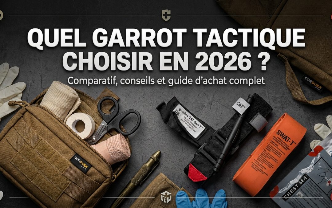 Quel garrot choisir pour arrêter une hémorragie massive ? Découvrez notre comparatif complet (CAT Gen 7, SICH, DNIPRO, SWAT-T, RMT, TMT, RapidStop) et évitez les pièges des contrefaçons.